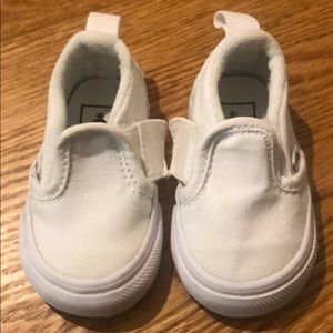Vans baby/toddler slip on shoe with side Velcro.